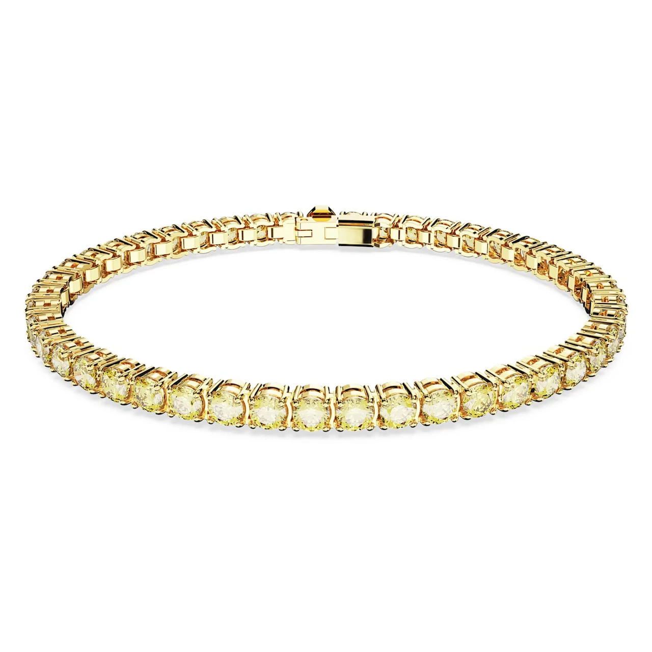 Matrix Tennis Bracelet, Round Cut, Small, Yellow, Gold-Tone Plated 5648933 (Size M) | Swarovski 1 Matrix Tennis Bracelet, Round Cut, Small, Yellow, Gold-Tone Plated 5648933 (Size M) | Swarovski