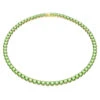 Matrix Tennis Necklace, Round Cut, Medium, Green, Gold-Tone Plated 5661189 | Swarovski