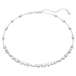 Mesmera Necklace, Mixed Cuts, Scattered Design, White, Rhodium Plated 5676989 | Swarovski