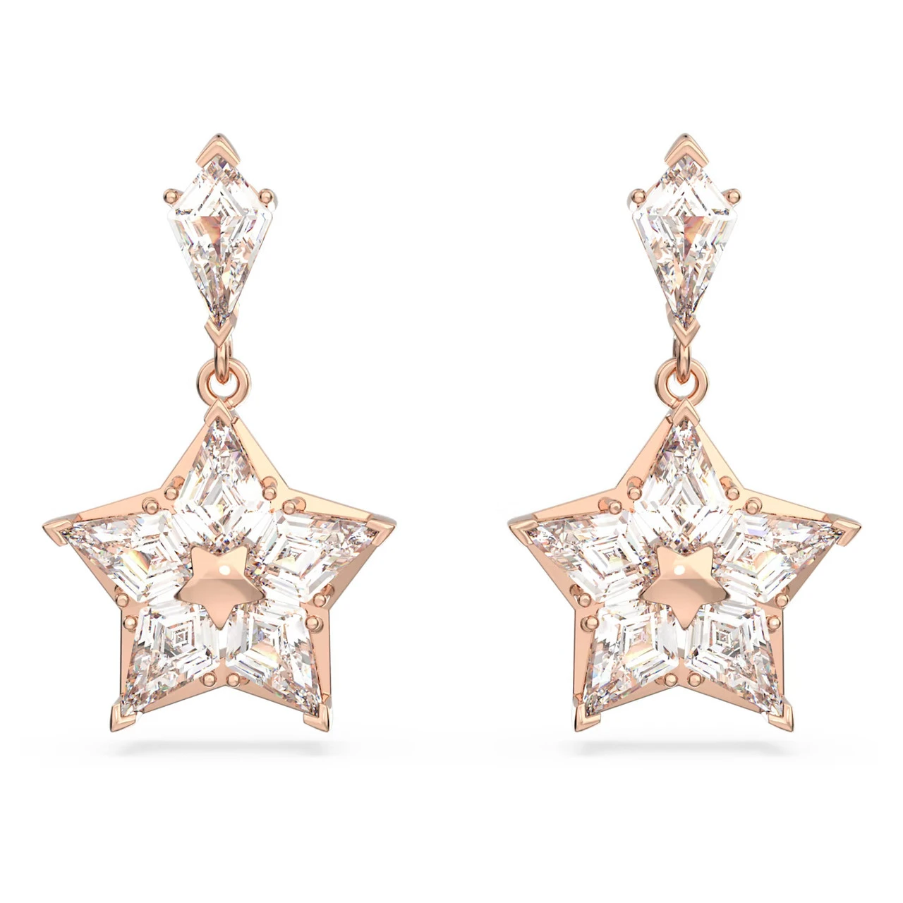 Stella Drop Earrings, Kite Cut, Star, White, Rose Gold-Tone Plated 5645466 | Swarovski 1 Stella Drop Earrings, Kite Cut, Star, White, Rose Gold-Tone Plated 5645466 | Swarovski
