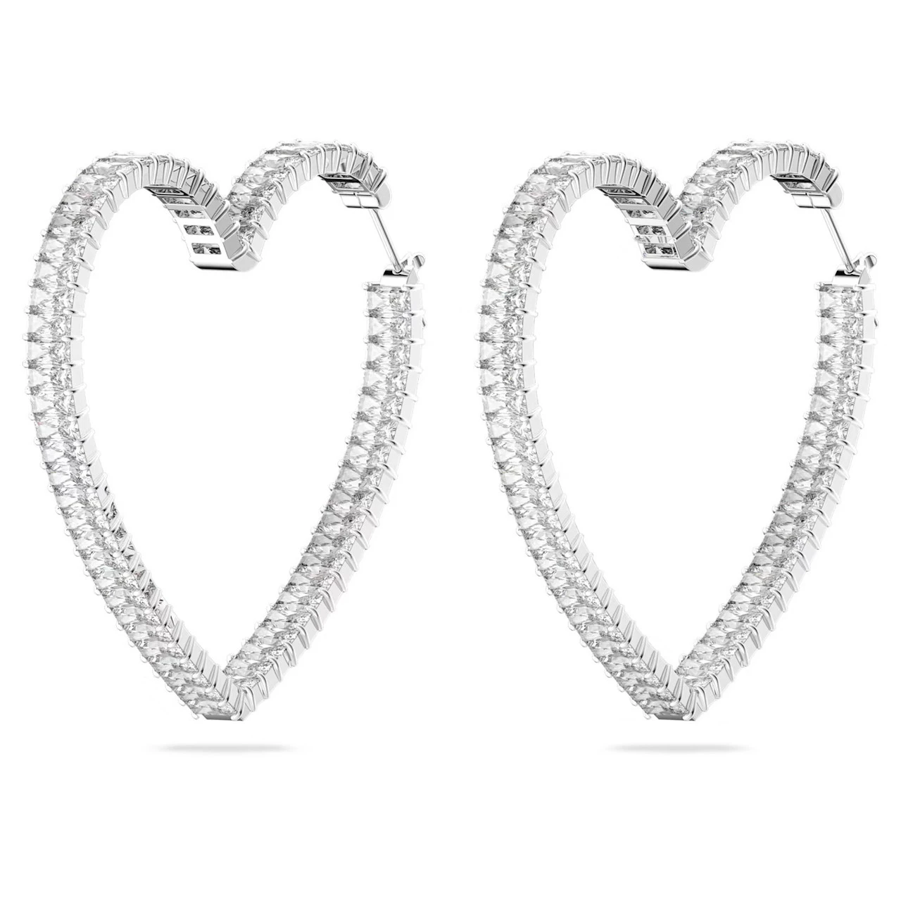 Swarovski Matrix Hoop Earrings, Heart, Large, White, Rhodium Plated 5647591 3 Swarovski Matrix Hoop Earrings, Heart, Large, White, Rhodium Plated 5647591 - Image 3