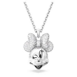 Disney Minnie Mouse Pendant, White, Rhodium Plated, White, 5667612 | Swarovski