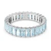 Matrix Ring, Baguette Cut, Blue, Rhodium Plated 5661909 (Size 55/M/7) | Swarovski