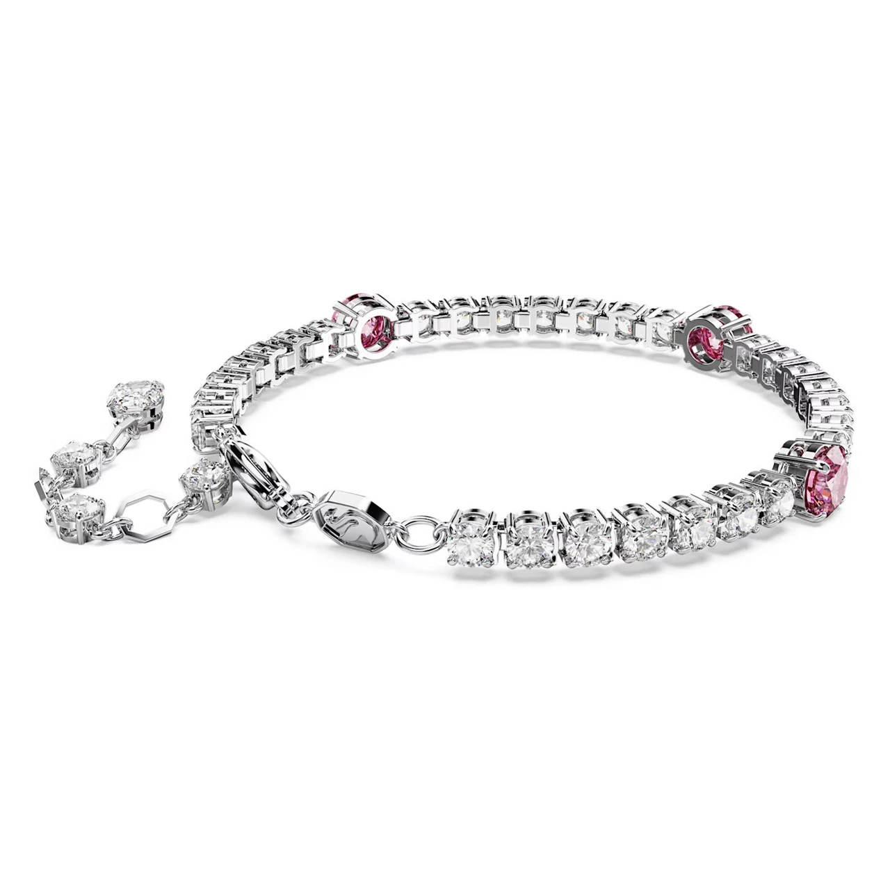 Matrix Tennis Bracelet, Mixed Cuts, Pink, Rhodium Plated 5666421 | Swarovski 4 Matrix Tennis Bracelet, Mixed Cuts, Pink, Rhodium Plated 5666421 | Swarovski - Image 4