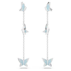 Lilia Drop Earrings, Butterfly, Blue, Rhodium Plated 5662182 | Swarovski