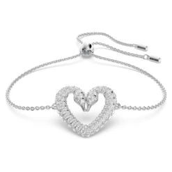 Swarovski Una Bracelet, Heart, Small, White, Rhodium Plated 5625534
