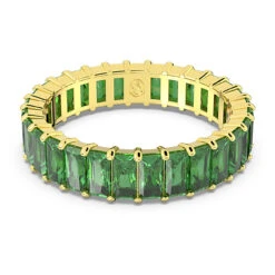Matrix Ring, Baguette Cut, Green, Gold-Tone Plated 5648909 (Size 55/M/7) | Swarovski