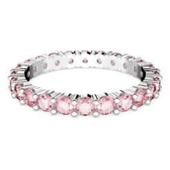 Swarovski Matrix Ring, Round Cut, Pink, Rhodium Plated 5658856 (Size 55/M/7)
