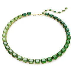 Millenia Necklace, Octagon Cut, Color Gradient, Green, Gold-Tone Plated 5671257 | Swarovski