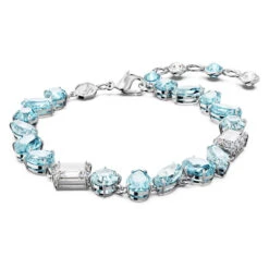 Gema Bracelet, Mixed Cuts, Blue, Rhodium Plated 5666018 | Swarovski