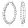 Matrix Hoop Earrings, Round Cut, White, Rhodium Plated 5647715 | Swarovski