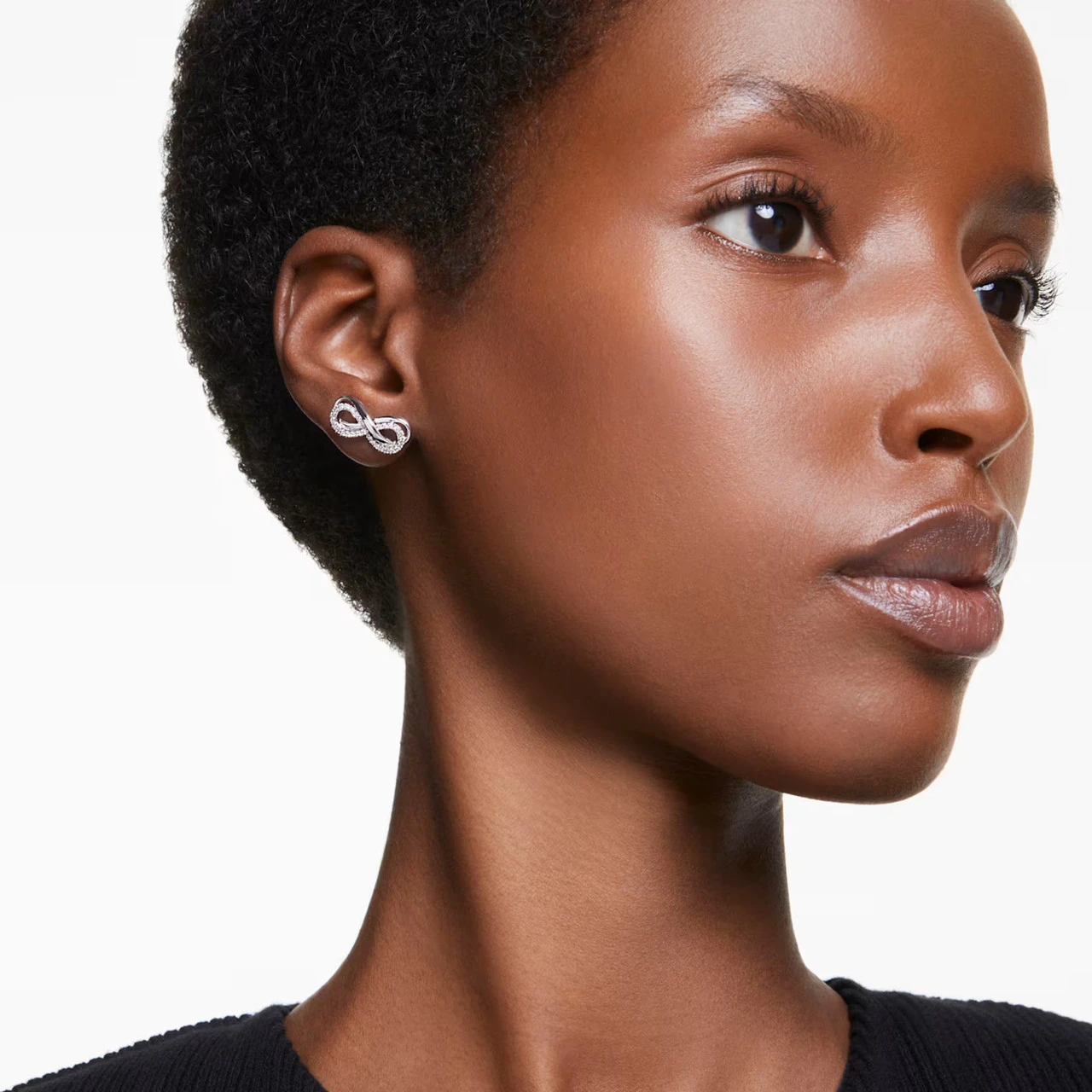 Hyperbola Stud Earrings, Infinity, White, Rhodium Plated 5687269 | Swarovski 5 Hyperbola Stud Earrings, Infinity, White, Rhodium Plated 5687269 | Swarovski - Image 5