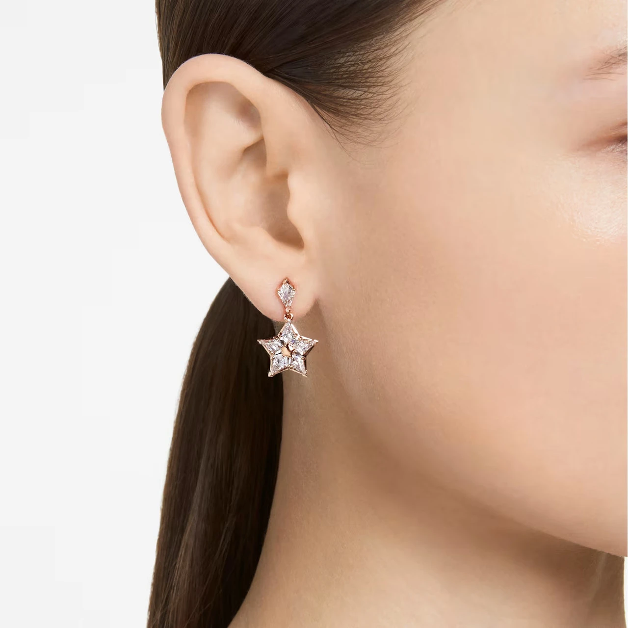 Stella Drop Earrings, Kite Cut, Star, White, Rose Gold-Tone Plated 5645466 | Swarovski 4 Stella Drop Earrings, Kite Cut, Star, White, Rose Gold-Tone Plated 5645466 | Swarovski - Image 4
