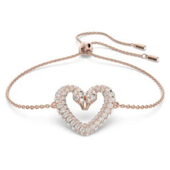 Swarovski Una Bracelet, Heart, Small, White, Rose-Gold Tone Plated 5628658