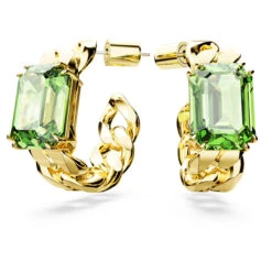 Millenia Hoop Earrings, Octagon Cut, Green, Gold-Tone Plated 5671253 | Swarovski