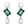 Mesmera Drop Earrings, Mixed Cuts, Green, Rhodium Plated 5665878 | Swarovski