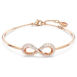 Hyperbola Bangle Infinity, White, Rose Gold-Tone Plated 5679443 | Swarovski