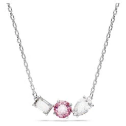 Mesmera Pendant, Mixed Cuts, Pink, Rhodium Plated 5668275 | Swarovski