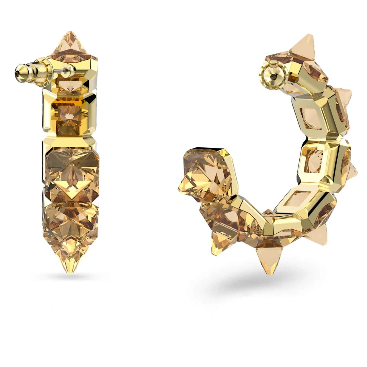 Ortyx Hoop Earrings Pyramid Cut, Yellow, Gold-Tone Plated 5613722 | Swarovski 2 Ortyx Hoop Earrings Pyramid Cut, Yellow, Gold-Tone Plated 5613722 | Swarovski - Image 2
