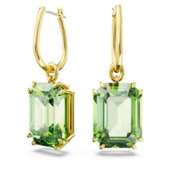 Millenia Drop Earrings, Octagon Cut, Green, Gold-Tone Plated 5676071 | Swarovski