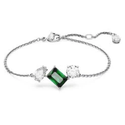 Mesmera Bracelet, Mixed Cuts, Green, Rhodium Plated 5668360 | Swarovski