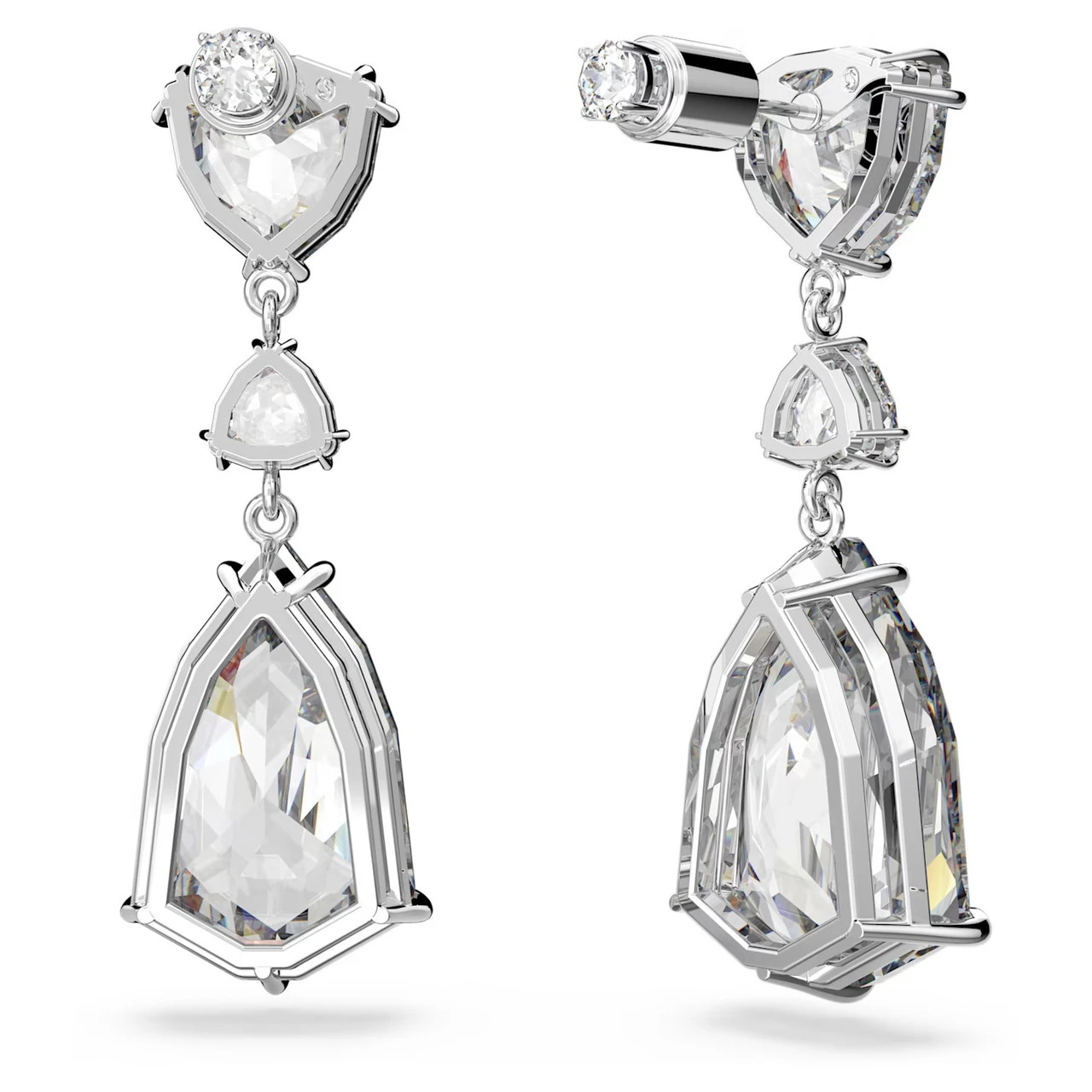 Mesmera Drop Earrings Mixed Cuts, White, Rhodium Plated 5652038 | Swarovski 4 Mesmera Drop Earrings Mixed Cuts, White, Rhodium Plated 5652038 | Swarovski - Image 4
