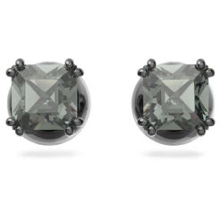 Swarovski Millenia Stud Earrings, Square Cut, Black, Ruthenium Plated 5642511