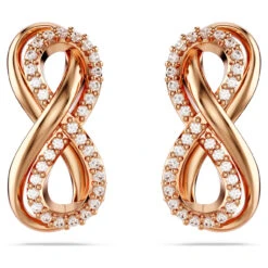 Hyperbola Stud Earrings, Infinity, White, Rose Gold-Tone Plated 5684085 | Swarovski