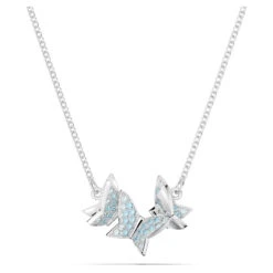 Lilia Necklace, Butterfly, Blue, Rhodium Plated 5662181 | Swarovski