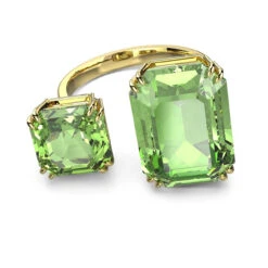 Millenia Cocktail Ring, Octagon Cut Crystals, Green, Gold-Tone Plated 5614923 (Size 55/M/7) | Swarovski