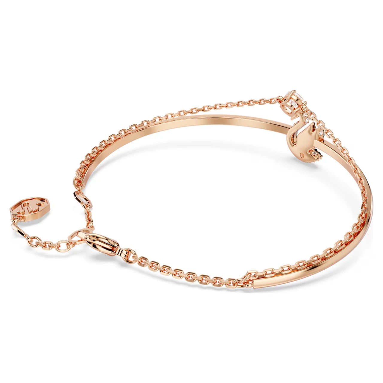Swan Bangle, Swan, Black, Rose Gold-Tone Plated (Size M) 5678048 | Swarovski 4 Swan Bangle, Swan, Black, Rose Gold-Tone Plated (Size M) 5678048 | Swarovski - Image 4