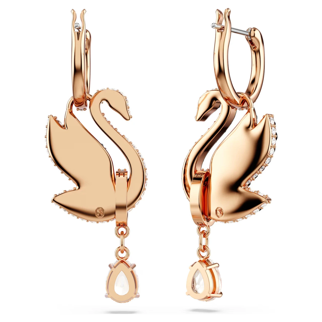 Swan Drop Earrings, Black, Rose Gold-Tone Plated 5678047 | Swarovski 4 Swan Drop Earrings, Black, Rose Gold-Tone Plated 5678047 | Swarovski - Image 4
