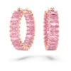 Matrix Hoop Earrings, Baguette Cut, Pink, Rose Gold-Tone Plated 5657726 | Swarovski