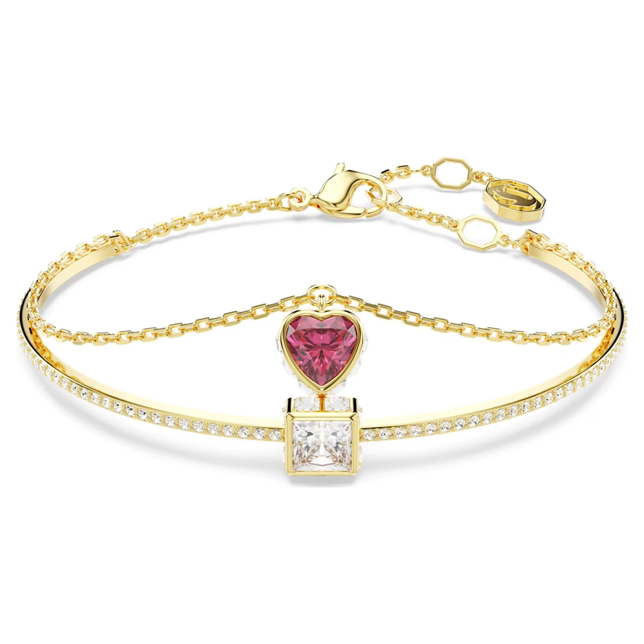 Chroma Bangle, Heart, Red, Gold-Tone Plated 5683835 | Swarovski 1 Chroma Bangle, Heart, Red, Gold-Tone Plated 5683835 | Swarovski