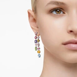 Gema Drop Earrings, Asymmetrical Design, Mixed Cuts, Long, Multicolored, Rhodium Plated 5656417 | Swarovski -King Power shop 5ddd8713 728b 5f99 b44f 45b5cc693a3f 44913.1688448795