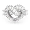 Swarovski Matrix Cocktail Ring, Mixed Cuts, Heart, White, Rhodium Plated 5647590 (Size 55/M/7)