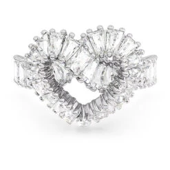 Swarovski Matrix Cocktail Ring, Mixed Cuts, Heart, White, Rhodium Plated 5647590 (Size 55/M/7)