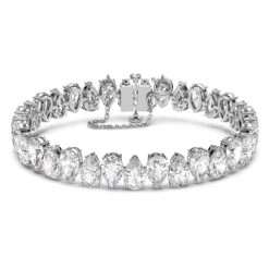 Millenia Bracelet, Pear Cut, White, Rhodium Plated 5598350 | Swarovski