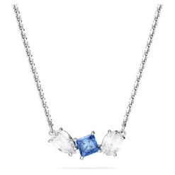 Mesmera Pendant Mixed Cuts, Blue, Rhodium Plated 5668276 | Swarovski