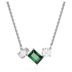 Mesmera Pendant, Mixed Cuts, Green, Rhodium Plated 5668278 | Swarovski
