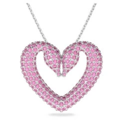 Swarovski Una Pendant, Heart, Medium, Pink, Rhodium Plated 5631931