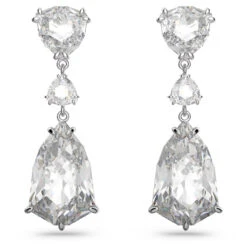 Mesmera Drop Earrings Mixed Cuts, White, Rhodium Plated 5652038 | Swarovski