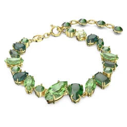 Gema Bracelet, Mixed Cuts, Green, Gold-Tone Plated 5652822 | Swarovski