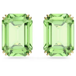 Swarovski Millenia Stud Earrings Octagon Cut, Green, Gold-Tone Plated 5638489