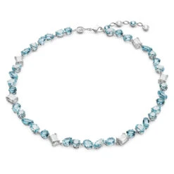 Gema Necklace, Mixed Cuts, Blue, Rhodium Plated 5666007 | Swarovski