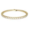 Matrix Tennis Bracelet, Round Cut, Small, White, Gold-Tone Plated 5657664 (Size M) | Swarovski