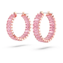 Matrix Hoop Earrings, Baguette Cut, Pink, Rose Gold-Tone Plated 5657726 | Swarovski -King Power shop 71bd9d76 e148 5730 a1fa 800346dbbed8 34244.1675145106