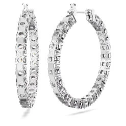 Matrix Hoop Earrings, Round Cut, White, Rhodium Plated 5647715 | Swarovski -King Power shop 7896e729 f492 56d4 8e77 9f4680608a5d 44481.1675145470