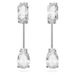 Mesmera Bar Earrings, Mixed Cuts, White, Rhodium Plated 5661682 | Swarovski