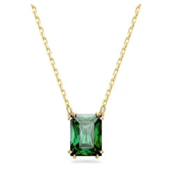 Matrix Pendant Rectangular Cut, Green, Gold-Tone Plated 5677141 | Swarovski